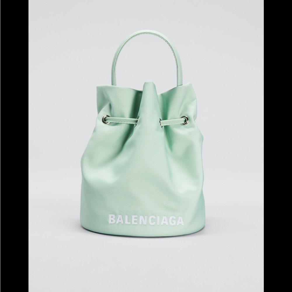 Balenciaga wheel drawstring bucket bag- Light Green